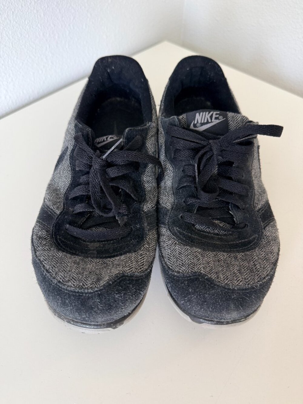 Nike Gray Suede and Herringbone Tweed Sneakers - Women's Size 10